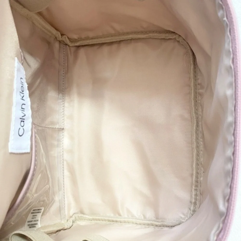 Calvin Klein Monogram Zip Toiletry Cosmetic Travel‎ Case Brown/Beige